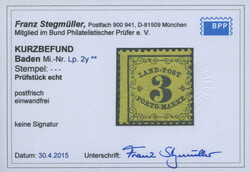 3 Kr. Landpost 1862, dickes Papier, postfrisches Kabinettstück. ...